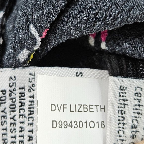 Diane Von Furstenberg Dress Black Lizbeth Silk Floral V-Neck Long Sleeve Size 4 - Picture 5 of 8